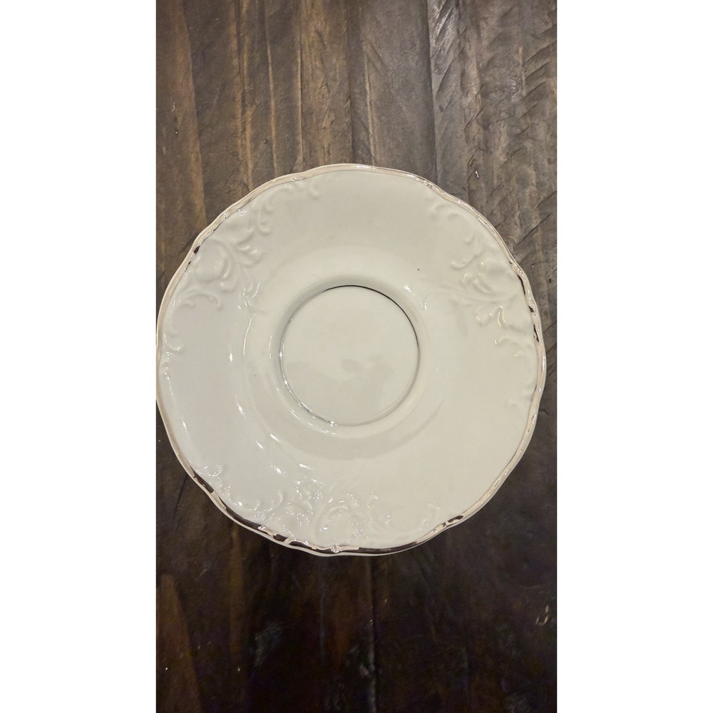Vtg Wawel Platin Bread & Butter Desert Plates Poland 5.75" White/Silver Lot 8